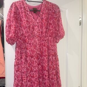 Taylor Pink Floral V-Neck Dress